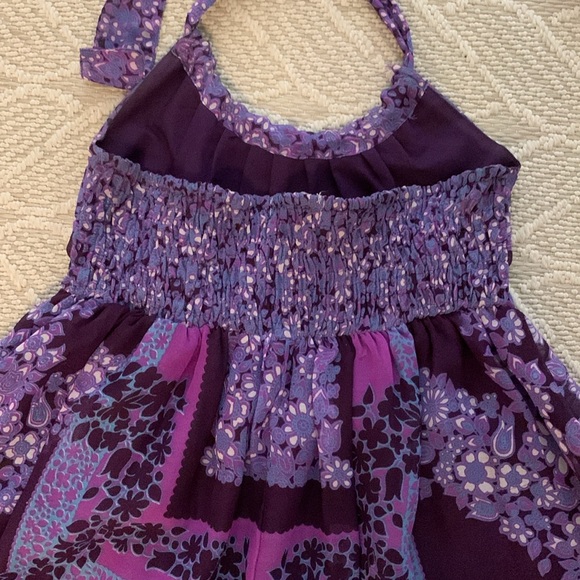 Fire Los Angeles Sundress in Purple, Pink & Maroon, Tie Neckline, Stretch Back - Picture 5 of 8